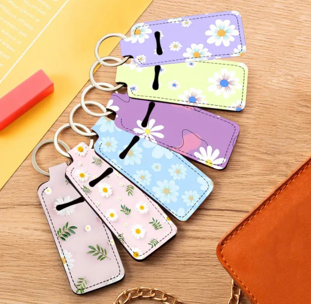 Keychain Lip Balm Holder - daisies